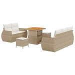 vidaXL Ensemble de canapé de jardin 8 Pièces Beige polyrotin