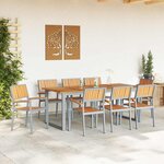 vidaXL Ensemble de salle à manger pour jardin 9 Pièces Gris et marron