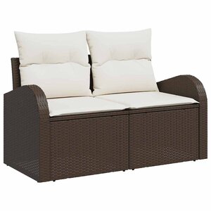 vidaXL Ensemble de canapé de jardin 5 Pièces Marron et Crème polyrotin