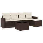 vidaXL Salon de jardin avec coussins 6 Pièces marron résine tressée