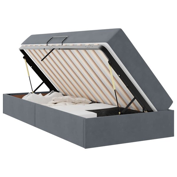 vidaXL Lit avec rangement et matelas Gris foncé 90 x 190 cm Velours