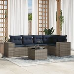 vidaXL Salon de jardin 6 Pièces avec coussins gris résine tressée