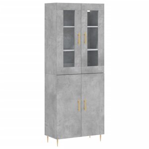 vidaXL Buffet haut Gris béton 69 5x34x180 cm Bois d'ingénierie