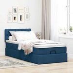 vidaXL Lit ottoman avec matelas bleu 100x200 cm tissu
