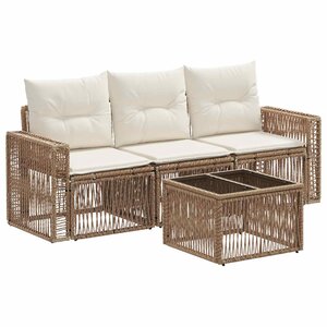 vidaXL Ensemble de canapé de jardin 4 Pièces Beige et blanc crème
