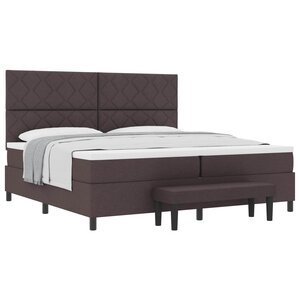 vidaXL Lit à ressorts avec matelas Marron foncé 200 x 200 cm tissu
