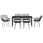 vidaXL Ensemble de Salle à Manger de Jardin 7 Pièces Noir Poly Rattan