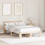 vidaXL Cadre de lit Marron 135 x 190 cm Bois de pin massif