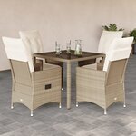 vidaXL Ensemble à manger de jardin avec coussins 5Pièces Beige poly rotin