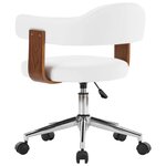 Chaise fauteuil siège pivotante de bureau informatique étude bois courbé et similicuir blanc 02_0024083