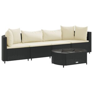 vidaXL Salon de jardin 5 Pièces avec coussins noir résine tressée
