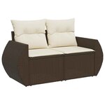 vidaXL Salon de jardin avec coussins 7 Pièces marron résine tressée