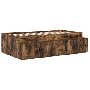 vidaXL Lit de rangement Chêne fumé 90x200 cm