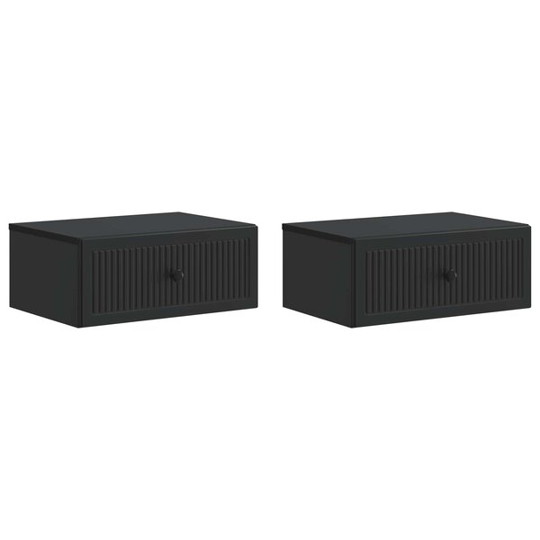 vidaXL Cabinet de chevet avec tiroir 2 Pièces Noir 49 x 34 5 x 20 cm