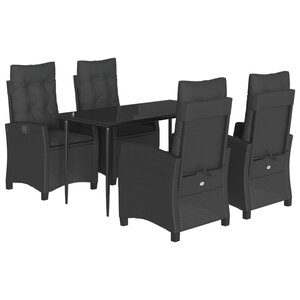 vidaXL Ensemble à manger de jardin coussins 5Pièces Noir Résine tressée