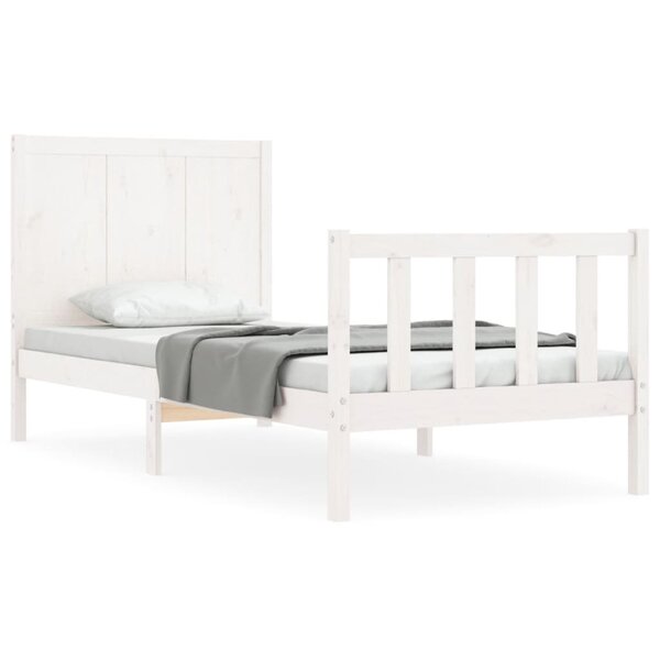 vidaXL Cadre de lit avec tête de lit blanc petit simple bois massif