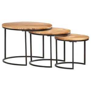 vidaXL Tables gigognes 3 Pièces Bois d'acacia massif
