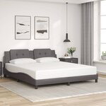 vidaXL Cadre de lit avec LED sans matelas Zadar gris 180x200 cm