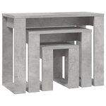 vidaXL Tables gigognes 3 Pièces Gris béton Bois d'ingénierie