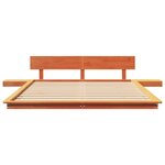 vidaXL Cadre de lit au sol avec tables de chevet Marron ciré 160x200cm Bois massif