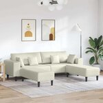 vidaXL Canapé en velours avec coussin 3 Pièces Crème 208 cm Velours