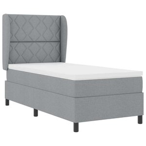 vidaXL Lit à ressorts avec matelas Gris clair 100 x 200 cm tissu