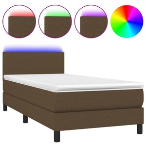 vidaXL Sommier à lattes de lit et matelas et LED Marron foncé 90x200cm