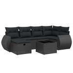 vidaXL Salon de jardin 7 Pièces avec coussins noir résine tressée