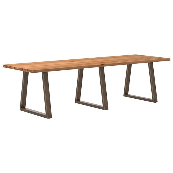 vidaXL Table à manger marron clair bois de chêne massif rectangulaire