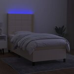 vidaXL Sommier à lattes de lit matelas et LED Crème 90x190 cm Tissu