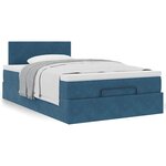 vidaXL Cadre de lit ottoman avec matelas bleu foncé 120x200 cm velours