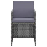 vidaXL Ensemble à manger de jardin coussins 3Pièces Résine tressée Gris