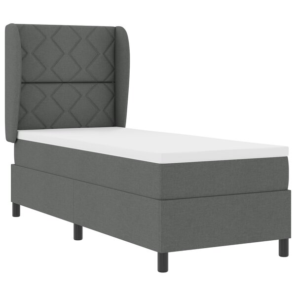 Lit Box Spring vidaXL avec Matelas en Gris Foncé  80x200 cm  Tissu