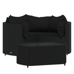 Salon de jardin meuble d'extérieur ensemble de mobilier 4 pièces avec coussins noir résine tressée 02_0016163