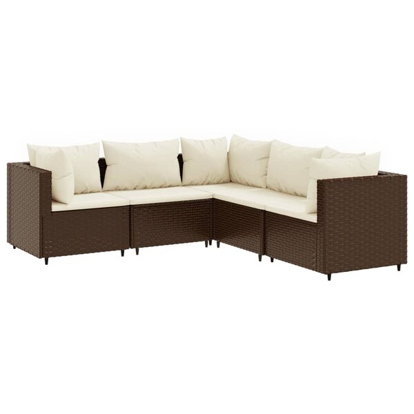 vidaXL Salon de jardin 5 Pièces avec coussins Marron Résine tressée