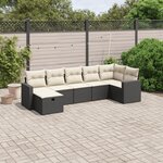 vidaXL Salon de jardin 7 Pièces avec coussins noir résine tressée