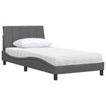 vidaXL Lit avec matelas gris foncé 100x200 cm tissu