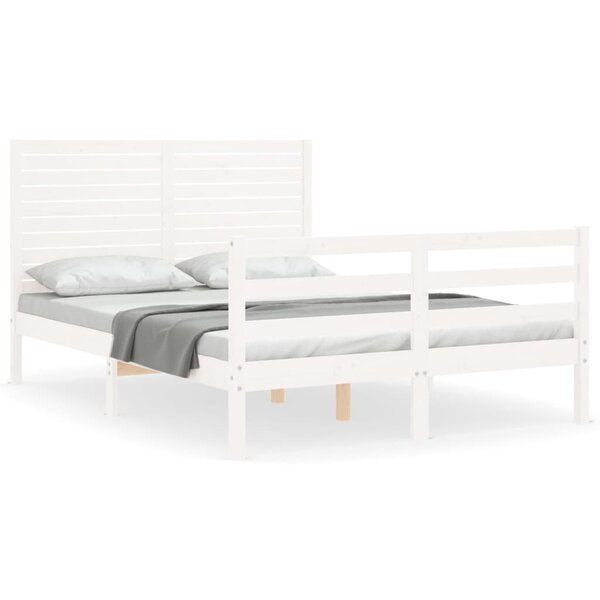 vidaXL Cadre de lit sans matelas blanc bois massif