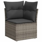 vidaXL Ensemble de canapé de jardin avec coussin 7 Pièces Gris polyrotin