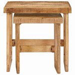 vidaXL Tables gigognes 2 Pièces Marron Bois de mangue massif