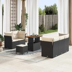 vidaXL Ensemble de canapé de jardin avec coussin 8 Pièces Noir et crème