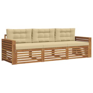vidaXL Ensemble de canapés d'extérieur 3 pc Naturel et Beige
