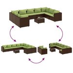 vidaXL Salon de jardin 10 Pièces avec coussins marron résine tressée