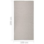 vidaXL Tapis à tissage plat d'extérieur 100x200 cm Taupe