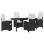 vidaXL Ensemble de salle à manger de jardin 5 pièces avec coussins en rattan synthétique noir