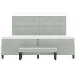 vidaXL Lit à ressorts avec tête de lit Gris clair 200 x 200 cm Velours