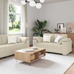 vidaXL Canapé 3 Pièces Beige 219 x 80 x 82 cm Tissu en lin mélangé