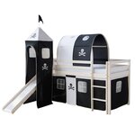 Lit noir mi-haut 90x200 cm tour toboggan matelas