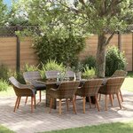 vidaXL Ensemble de salle à manger pour jardin 9 Pièces Gris polyrotin