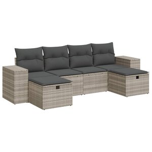 vidaXL Salon de jardin 6 Pièces avec coussins gris clair résine tressée
